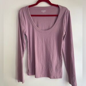 Old Navy Women's Rib Scoop Neck Knit Long Sleeve Top